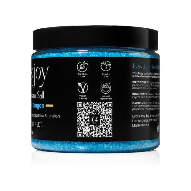 Eva’s Joy Grapefruit Dragon Mineral Bath Salt 16 oz jar – side view
