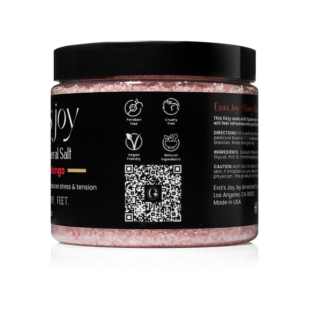 Eva’s Joy Malibu Mango Mineral Bath Salt 16 oz jar – side view