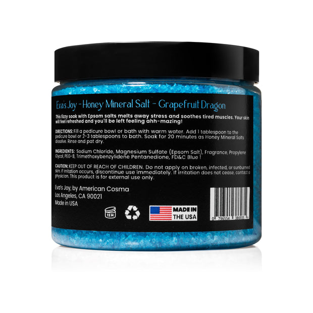 Eva’s Joy Grapefruit Dragon Mineral Bath Salt 16 oz jar – back label view
